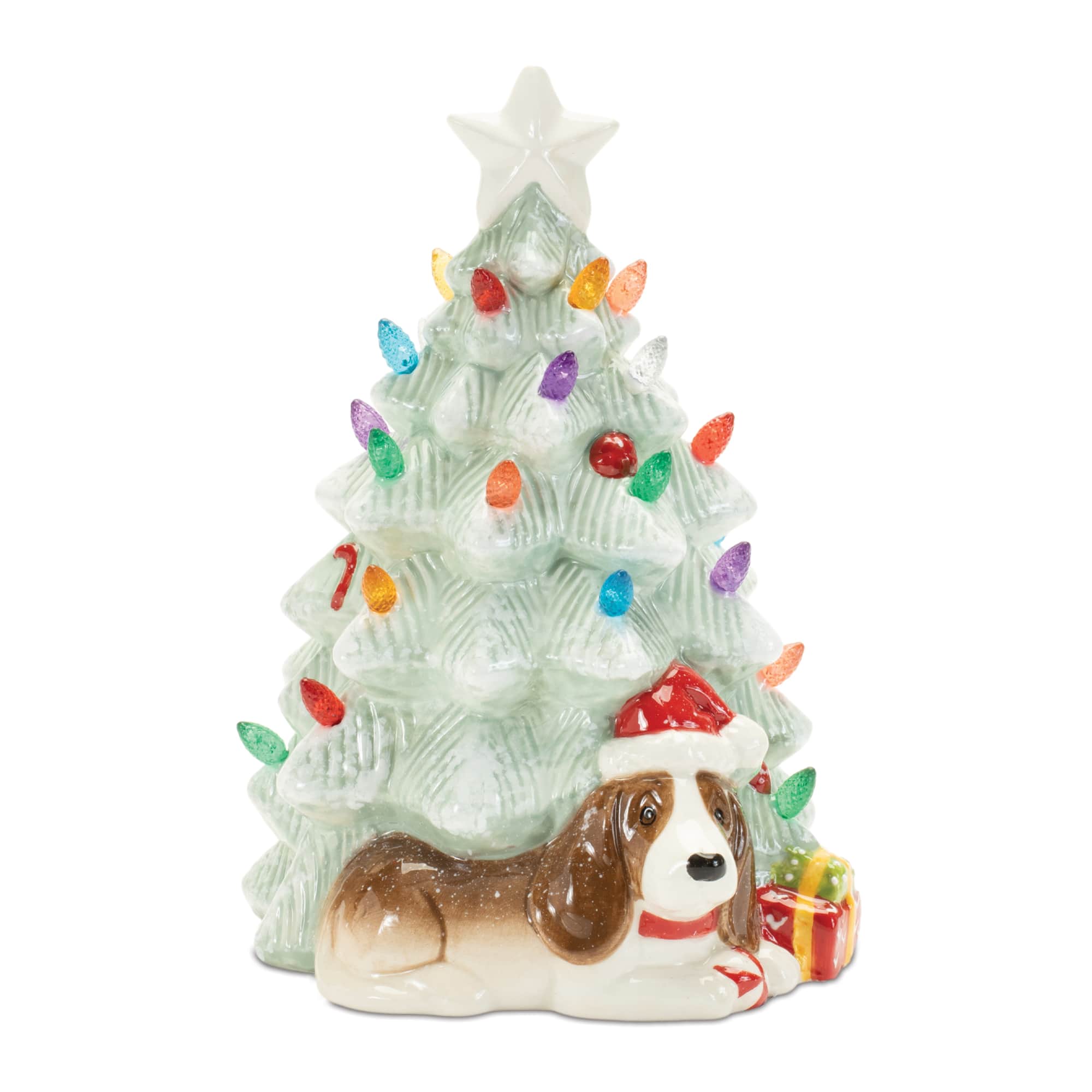 Ceramic Christmas Tree with Dog Set